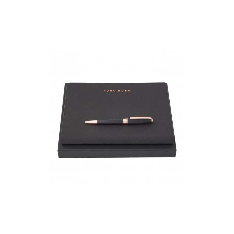 HUGO BOSS Set Essential Rosegold (kugelschreiber & A5 schreibmappe)