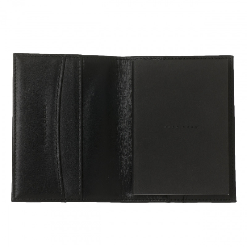 HUGO BOSS Kartenetui Essential Schwarz mit Notizblock